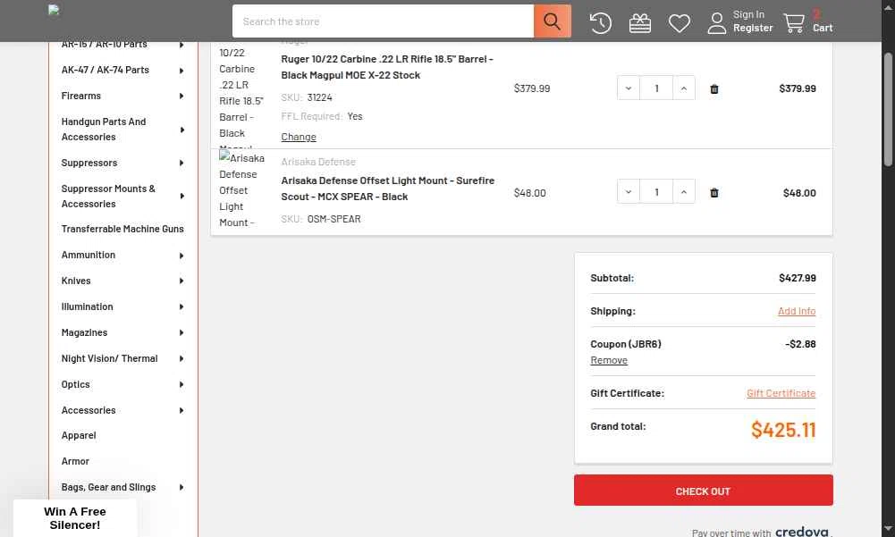 Bauer Precision checkout page showing Bauer Precision discount code box | Screenshot taken by SimplyCodes community member on Dec 2, 2025