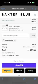 MISSCHARLOT coupon verification screenshot