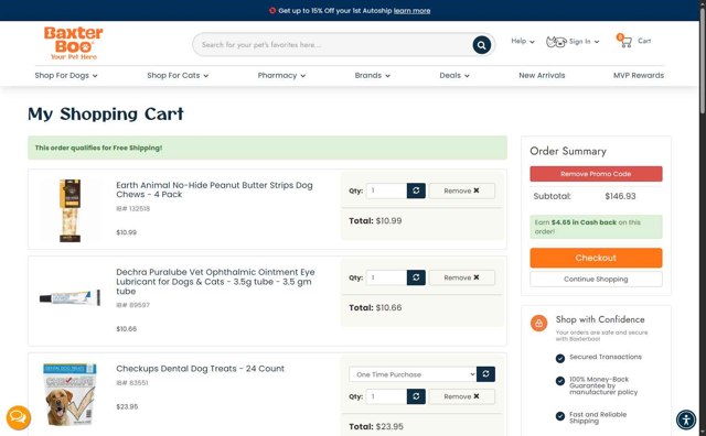 BaxterBoo checkout page showing BaxterBoo promo code box | Screenshot taken by SimplyCodes community member on Jul 31, 2025