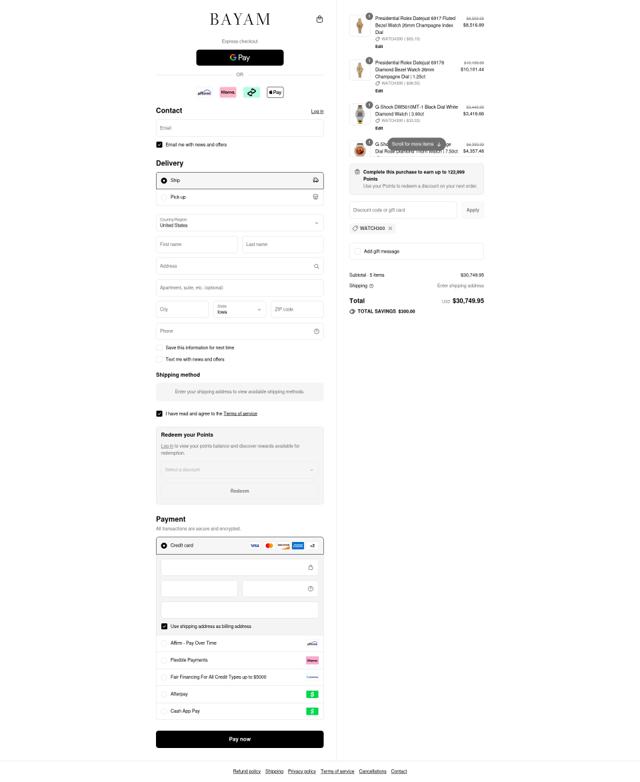 Bayam Jewelry checkout page showing Bayam Jewelry discount code box | Screenshot taken by SimplyCodes community member on Sep 8, 2025