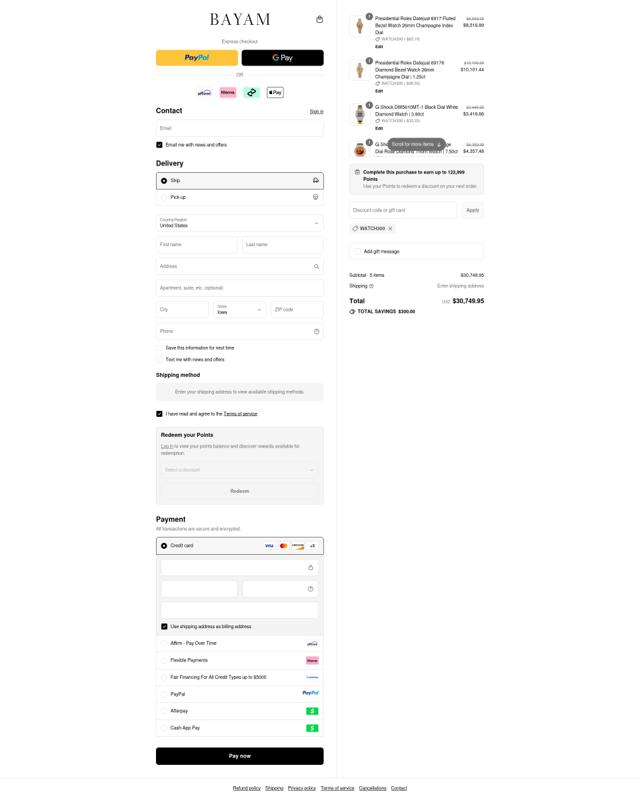 Bayam Jewelry checkout page showing Bayam Jewelry discount code box | Screenshot taken by SimplyCodes community member on Sep 12, 2025