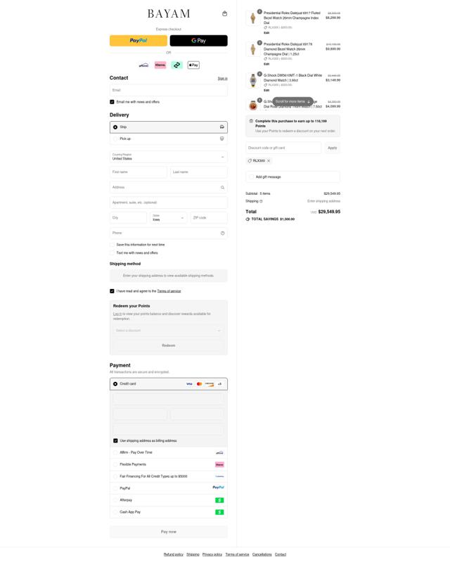 Bayam Jewelry checkout page showing Bayam Jewelry discount code box | Screenshot taken by SimplyCodes community member on Sep 12, 2025