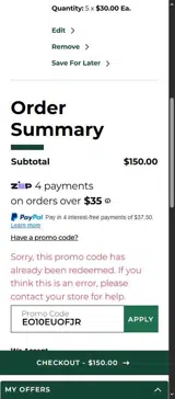Baylor Bears Athletics Shop coupon verification screenshot