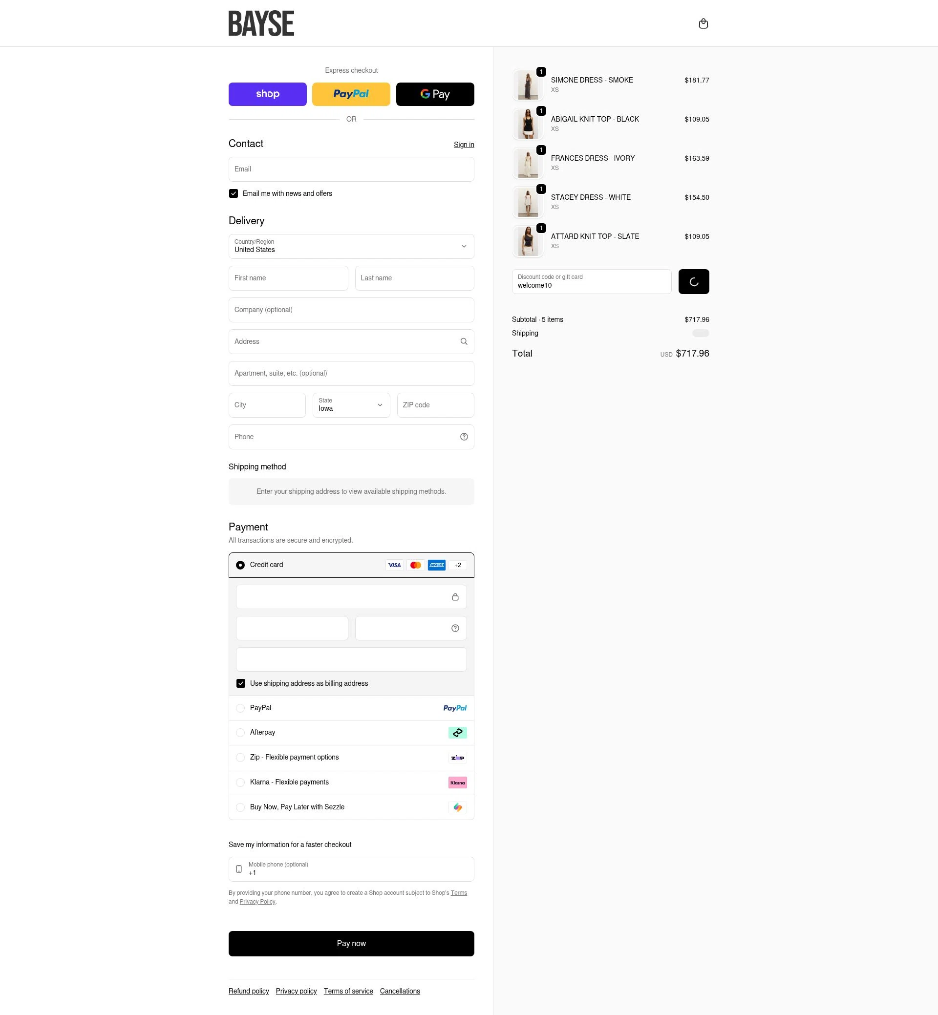 Bayse checkout page showing Bayse discount code box | Screenshot taken by SimplyCodes community member on Feb 6, 2026