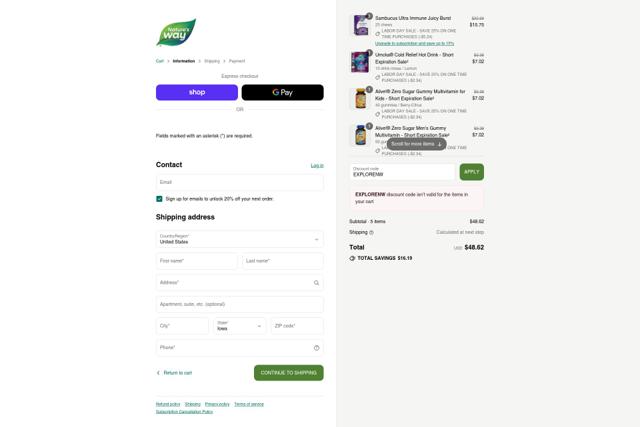 Baze checkout page showing Baze promo code box | Screenshot taken by SimplyCodes community member on Sep 2, 2025