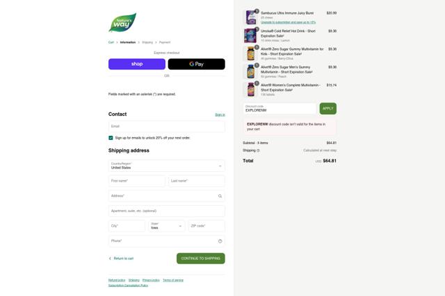Baze checkout page showing Baze promo code box | Screenshot taken by SimplyCodes community member on Sep 14, 2025