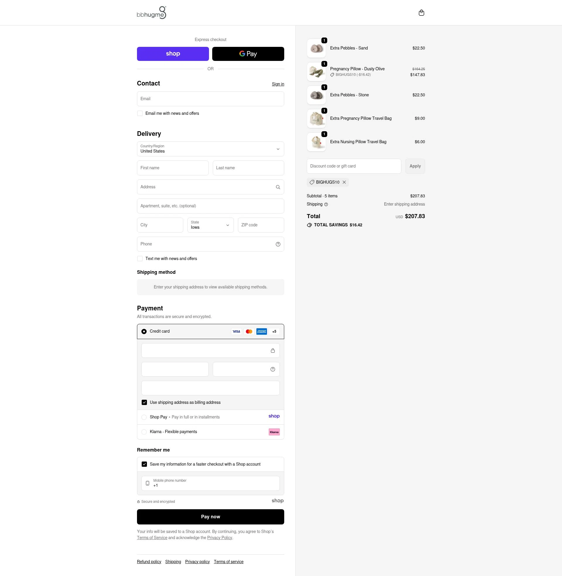 bbhugme US checkout page showing bbhugme US promo code box | Screenshot taken by SimplyCodes community member on Nov 22, 2025