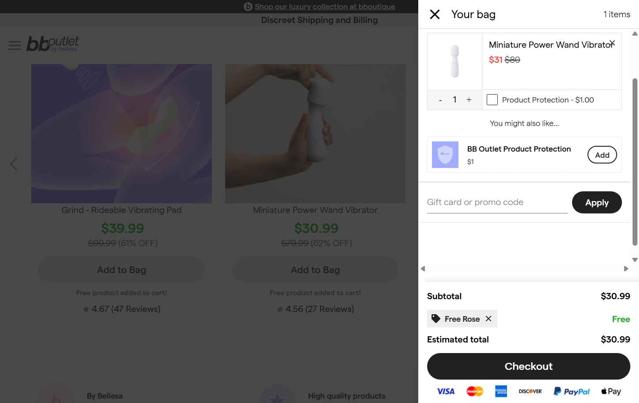 BB Outlet checkout page showing BB Outlet promo code box | Screenshot taken by SimplyCodes community member on Aug 27, 2025