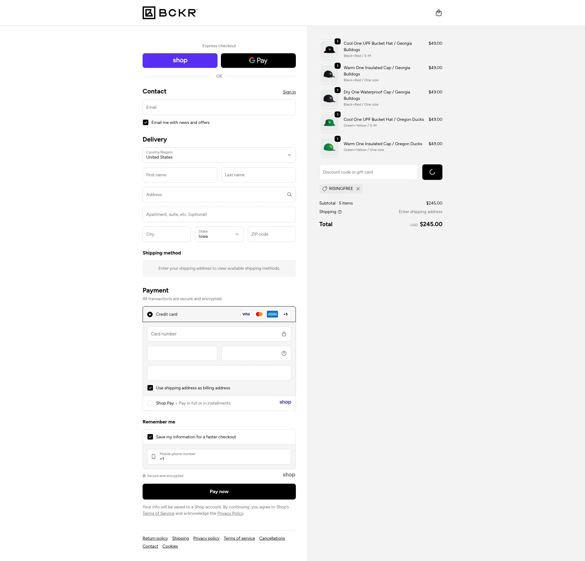 BCKR checkout page showing BCKR promo code box | Screenshot taken by SimplyCodes community member on Dec 22, 2025