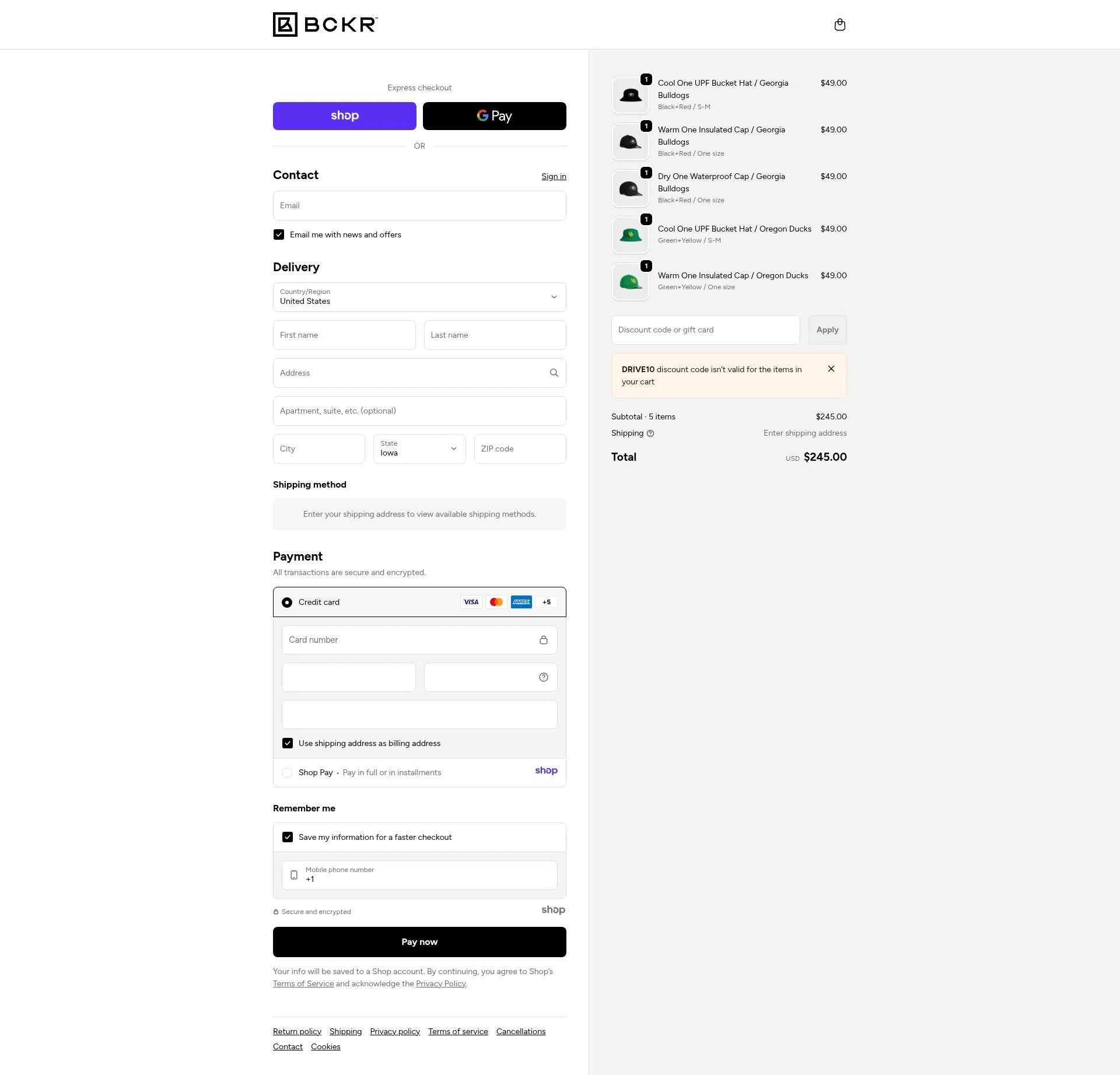BCKR checkout page showing BCKR promo code box | Screenshot taken by SimplyCodes community member on Dec 27, 2025