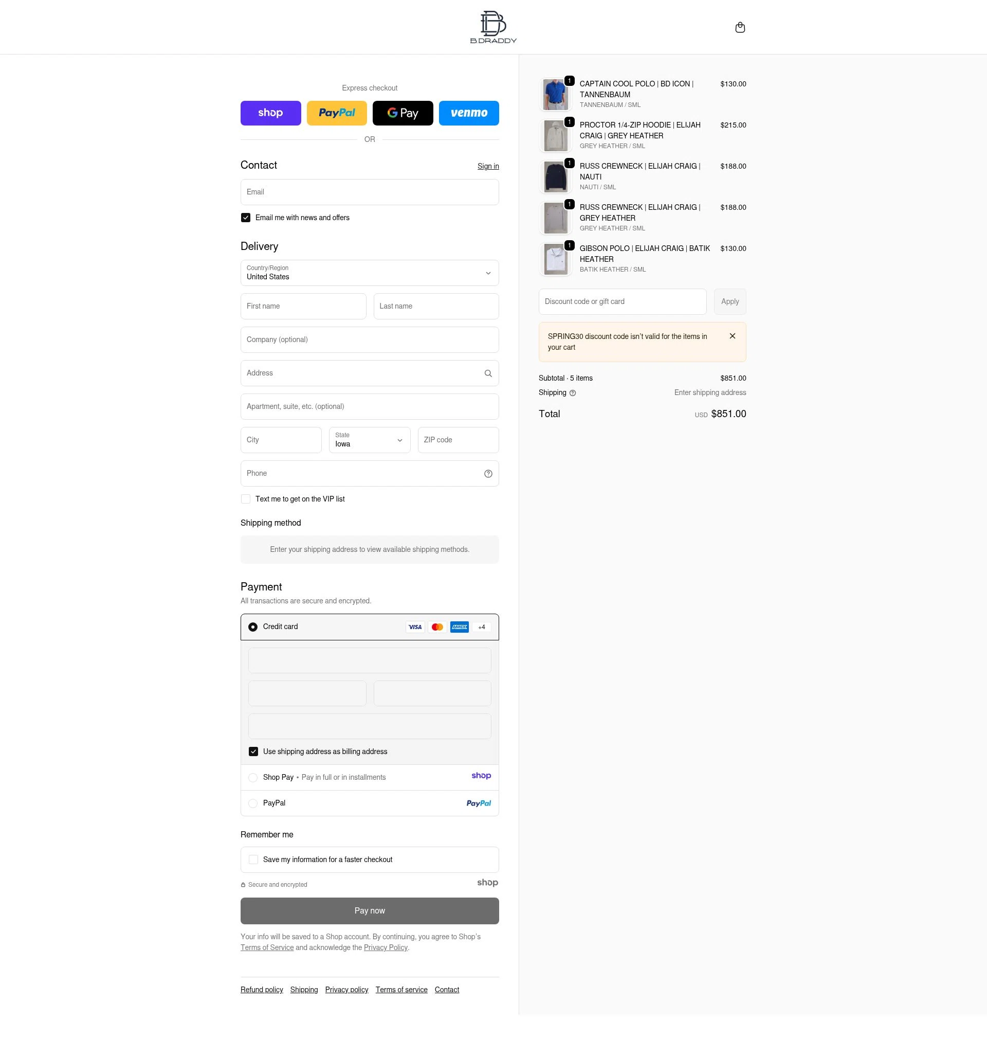 B.Draddy checkout page showing B.Draddy promo code box | Screenshot taken by SimplyCodes community member on Dec 31, 2025