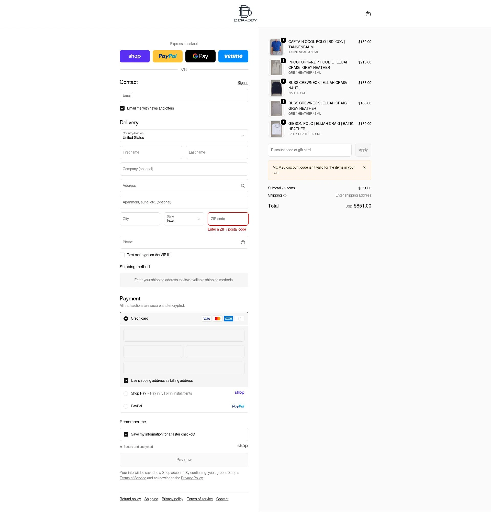 B.Draddy checkout page showing B.Draddy promo code box | Screenshot taken by SimplyCodes community member on Dec 31, 2025