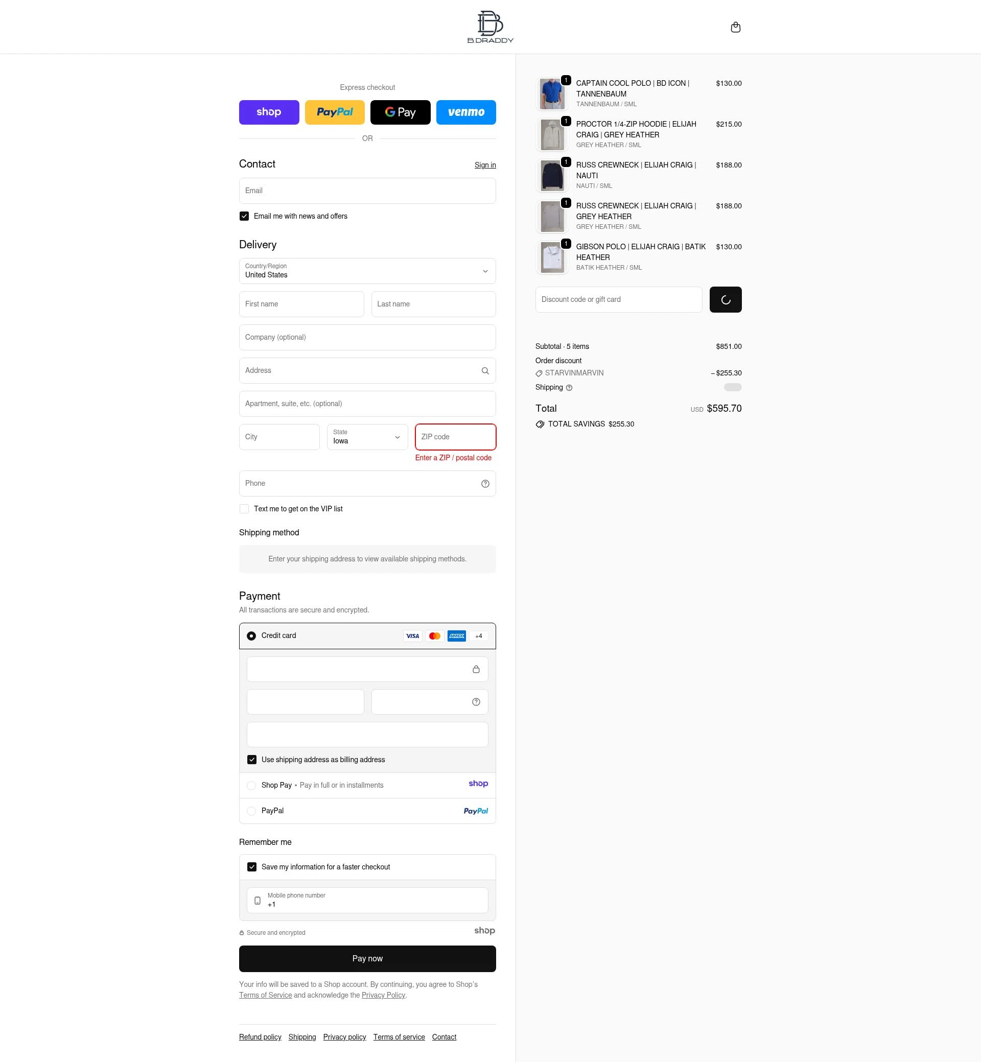 B.Draddy checkout page showing B.Draddy promo code box | Screenshot taken by SimplyCodes community member on Dec 31, 2025
