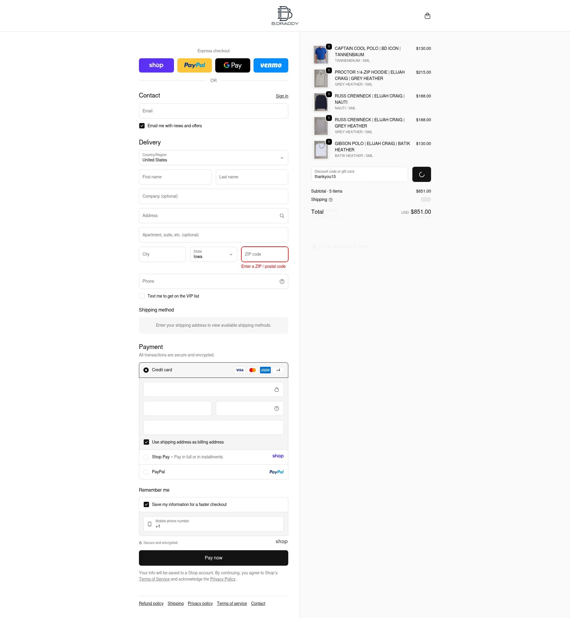 B.Draddy checkout page showing B.Draddy promo code box | Screenshot taken by SimplyCodes community member on Dec 31, 2025