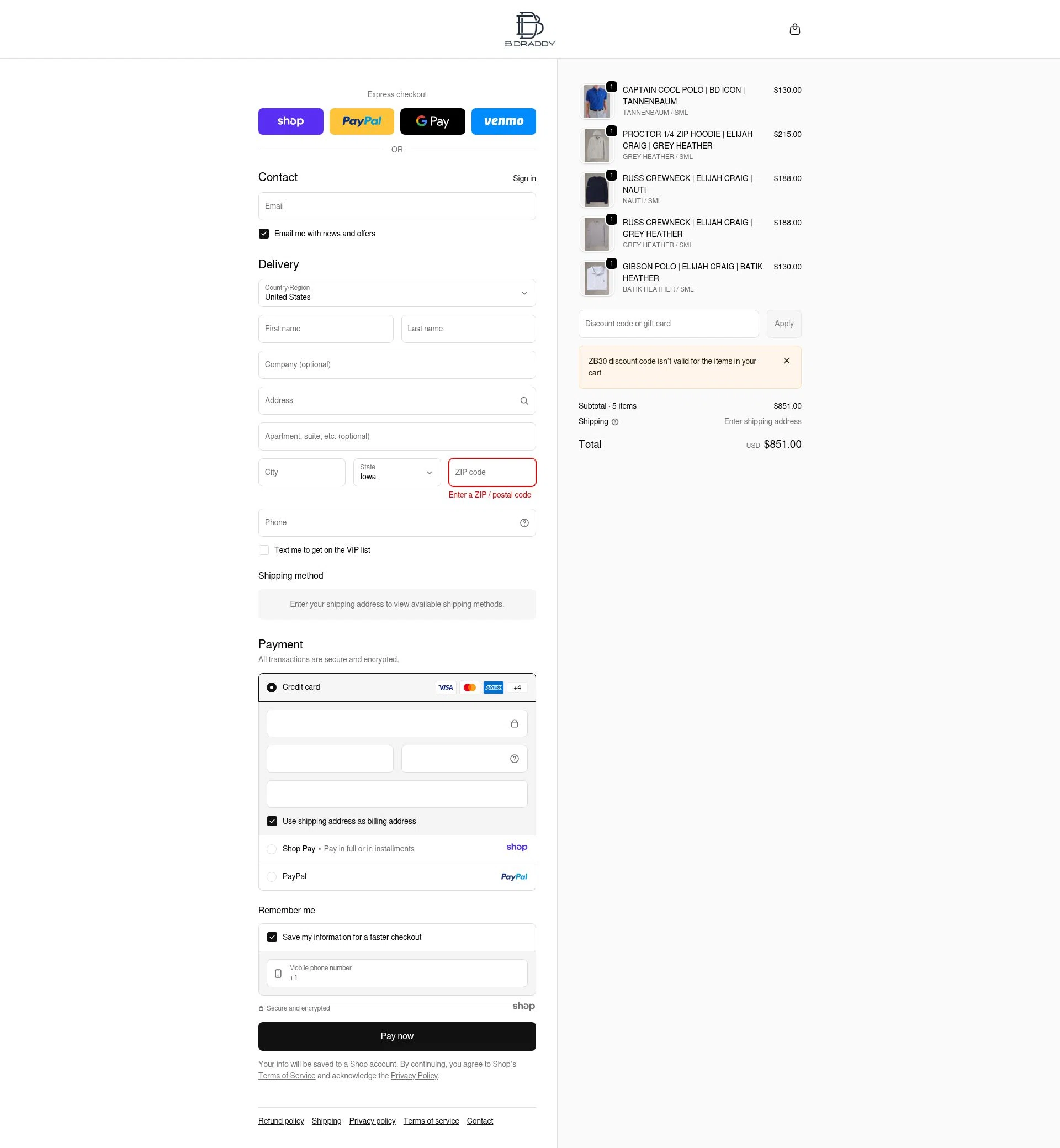 B.Draddy checkout page showing B.Draddy promo code box | Screenshot taken by SimplyCodes community member on Dec 31, 2025