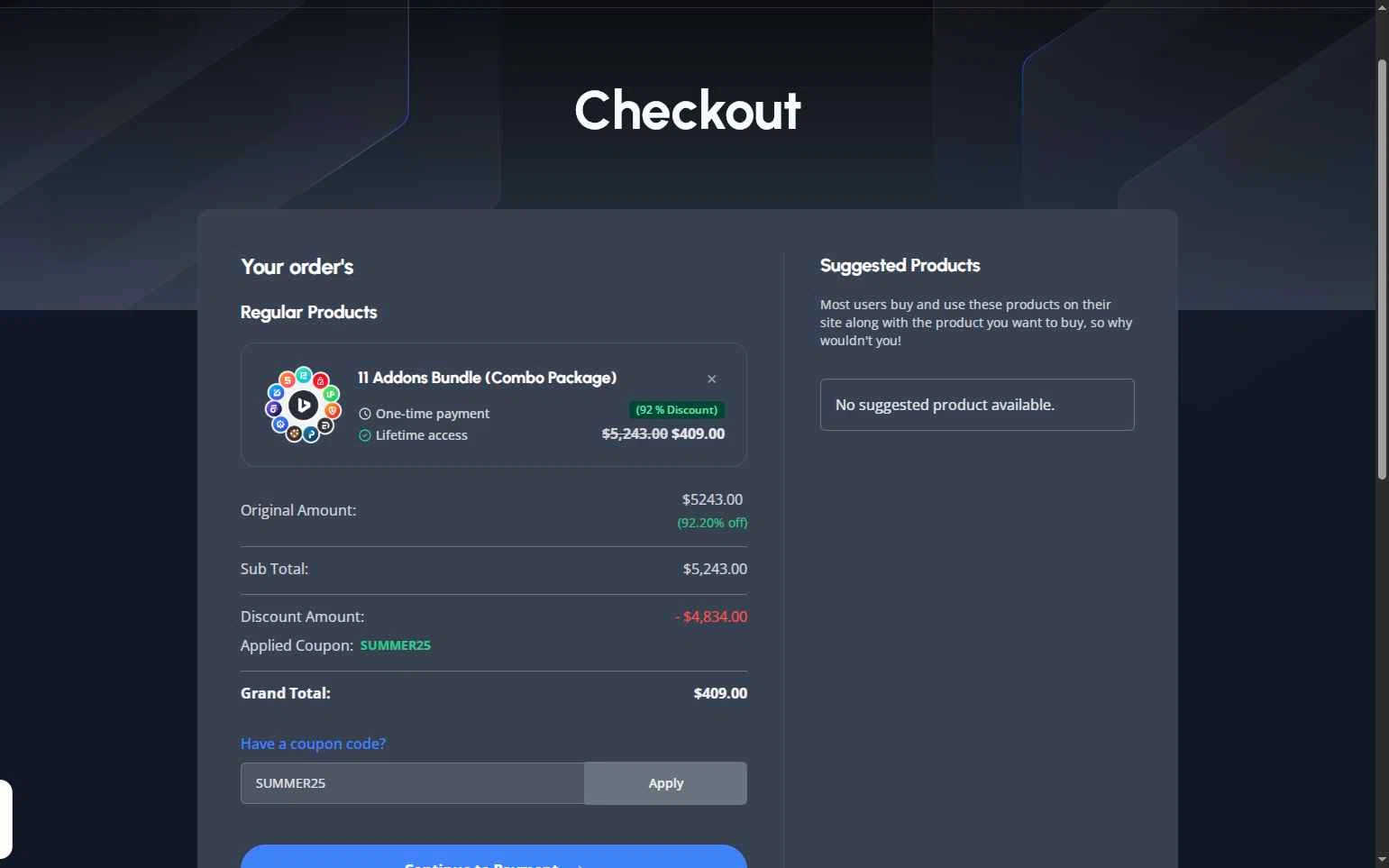 BdThemes checkout page showing BdThemes promo code box | Screenshot taken by SimplyCodes community member on Nov 10, 2025