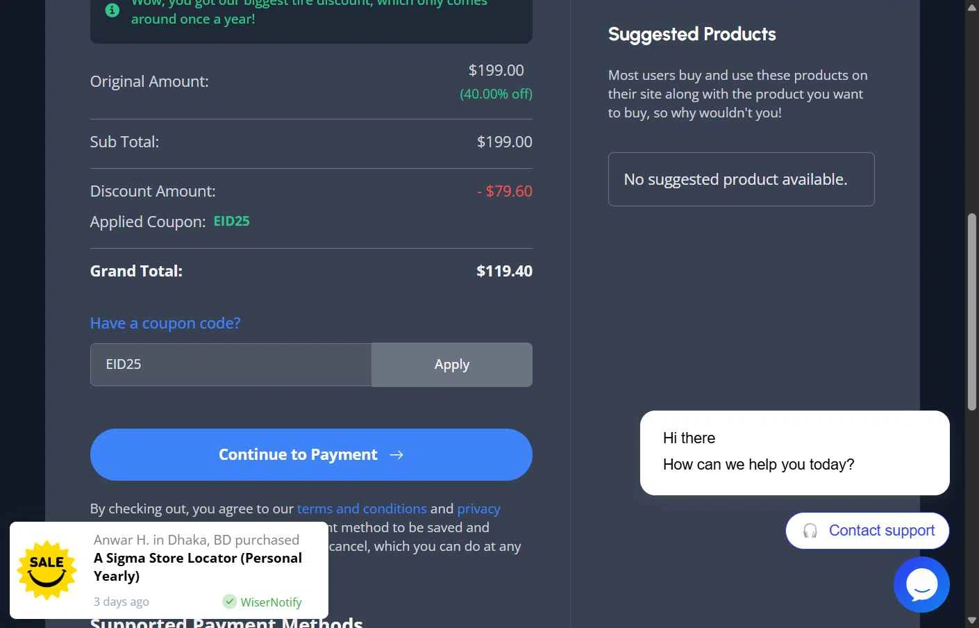 BdThemes checkout page showing BdThemes promo code box | Screenshot taken by SimplyCodes community member on Dec 27, 2025
