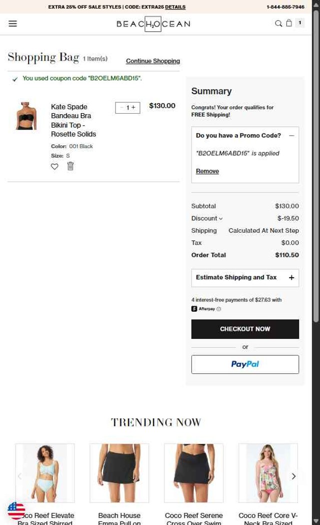 Beach2Ocean checkout page showing Beach2Ocean promo code box | Screenshot taken by SimplyCodes community member on Aug 16, 2025