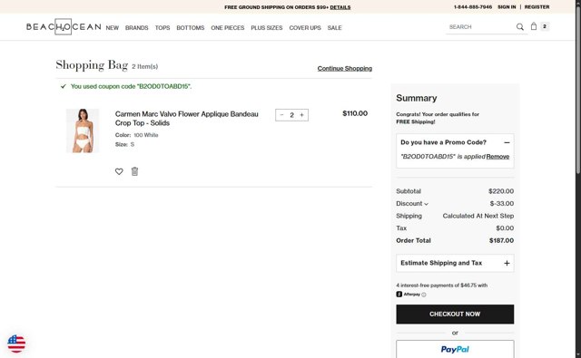Beach2Ocean checkout page showing Beach2Ocean promo code box | Screenshot taken by SimplyCodes community member on Aug 19, 2025