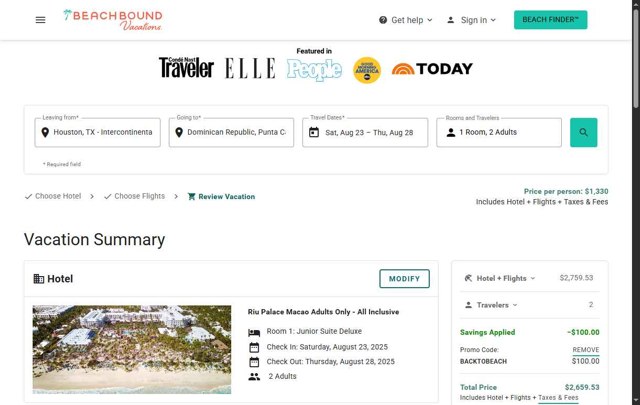 BeachBound checkout page showing BeachBound promo code box | Screenshot taken by SimplyCodes community member on Aug 3, 2025
