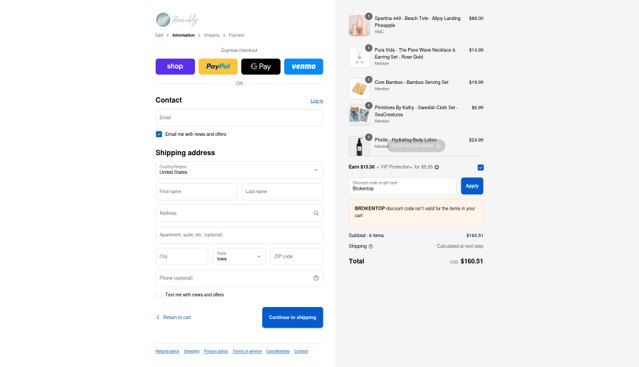 Beachly checkout page showing Beachly promo code box | Screenshot taken by SimplyCodes community member on Aug 29, 2025