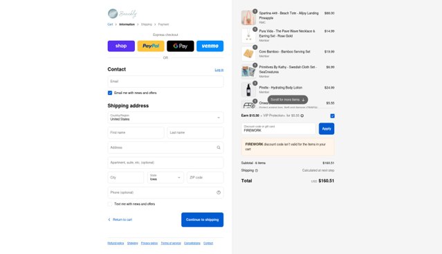 Beachly checkout page showing Beachly promo code box | Screenshot taken by SimplyCodes community member on Aug 29, 2025