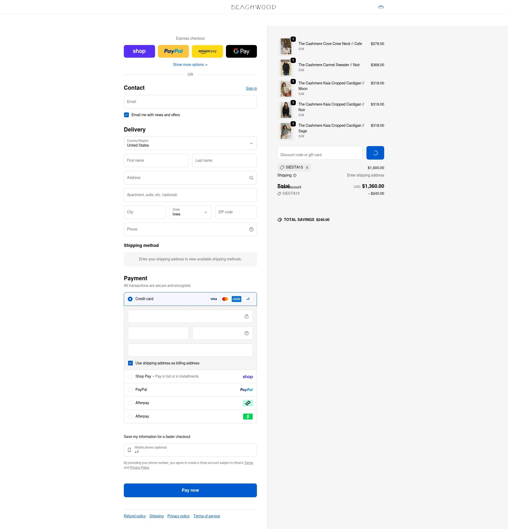 Beachwood Baby checkout page showing Beachwood Baby discount code box | Screenshot taken by SimplyCodes community member on Feb 1, 2026