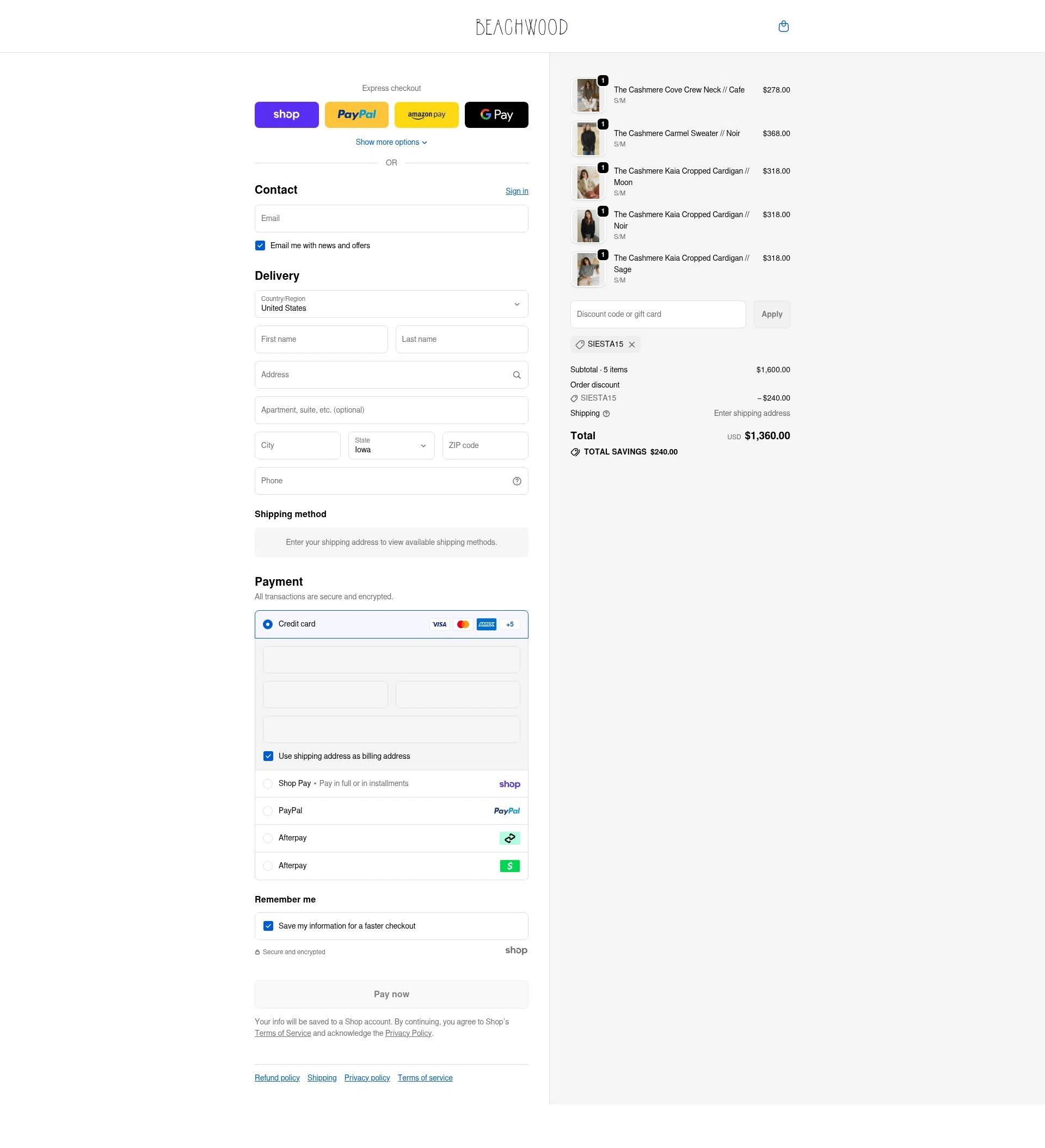 Beachwood Baby checkout page showing Beachwood Baby discount code box | Screenshot taken by SimplyCodes community member on Jan 27, 2026