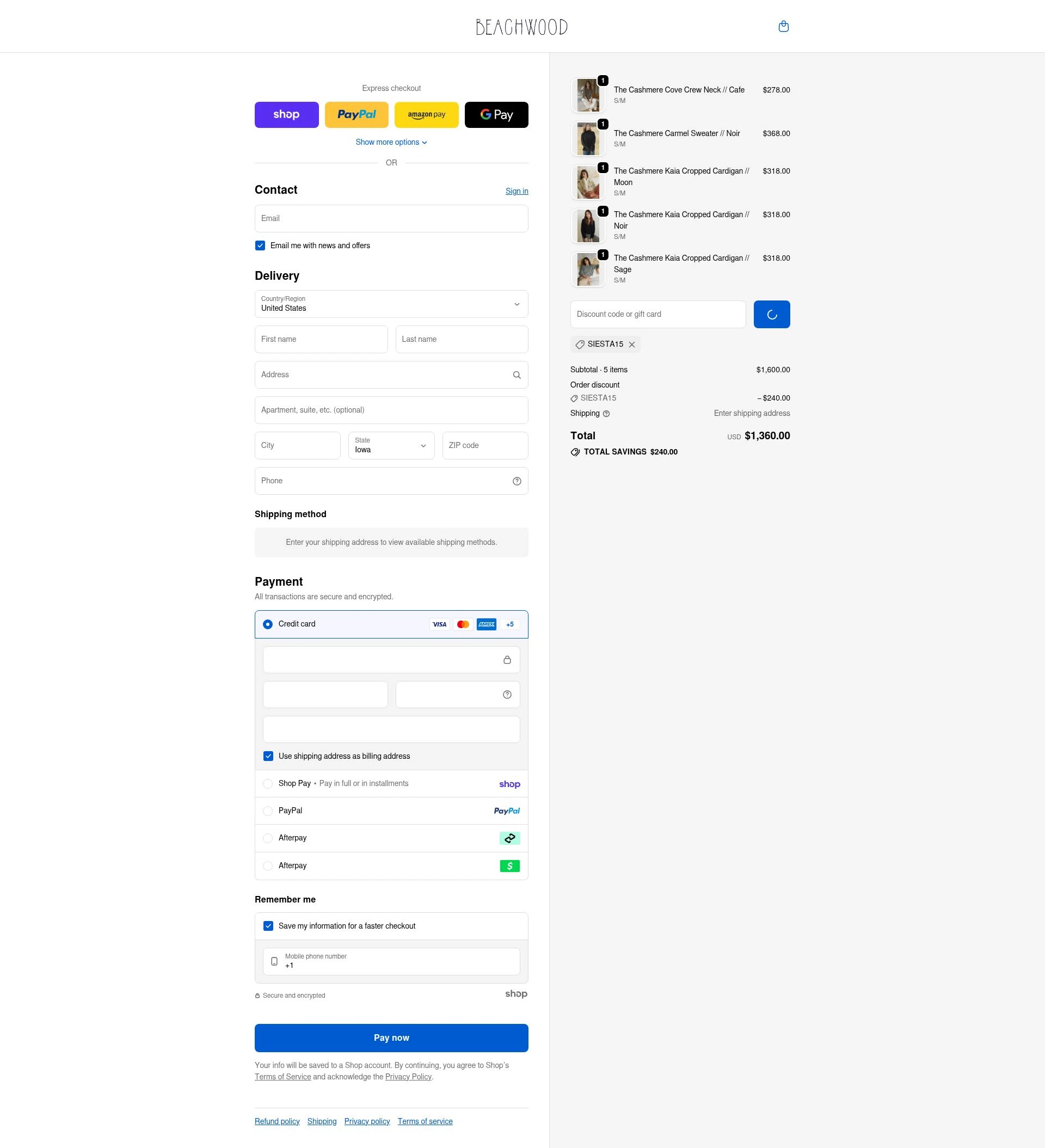 Beachwood Baby checkout page showing Beachwood Baby discount code box | Screenshot taken by SimplyCodes community member on Jan 23, 2026