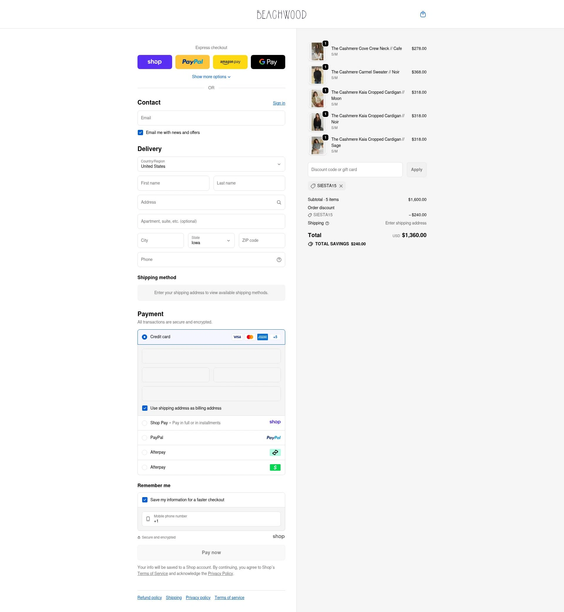 Beachwood Baby checkout page showing Beachwood Baby discount code box | Screenshot taken by SimplyCodes community member on Jan 13, 2026