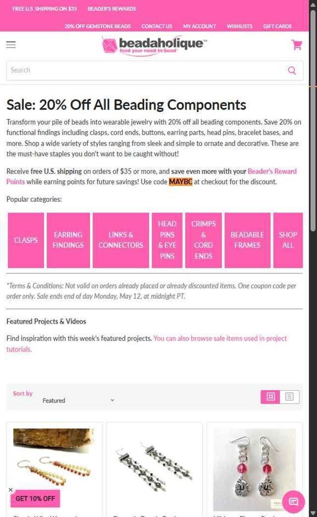 Beadaholique checkout page showing Beadaholique promo code box | Screenshot taken by SimplyCodes community member on May 14, 2025