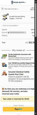 PRORIDERCENTRALTEXAS coupon verification screenshot