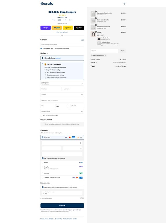 Bearaby checkout page showing Bearaby discount code box | Screenshot taken by SimplyCodes community member on Aug 28, 2025