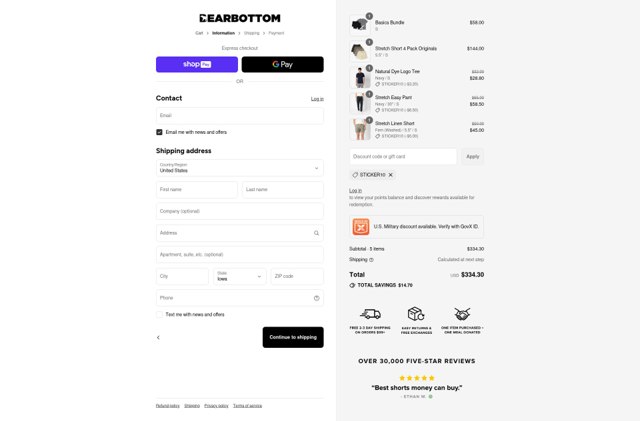 Bearbottom Clothing checkout page showing Bearbottom Clothing discount code box | Screenshot taken by SimplyCodes community member on Aug 22, 2025