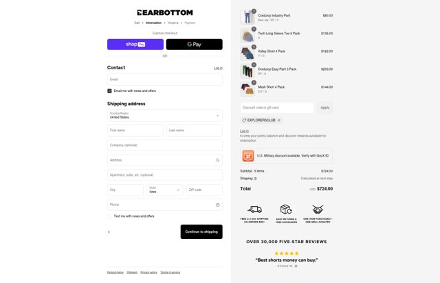 Bearbottom Clothing checkout page showing Bearbottom Clothing discount code box | Screenshot taken by SimplyCodes community member on Aug 26, 2025