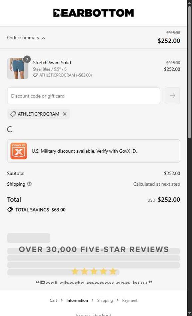 Bearbottom Clothing checkout page showing Bearbottom Clothing discount code box | Screenshot taken by SimplyCodes community member on Aug 23, 2025