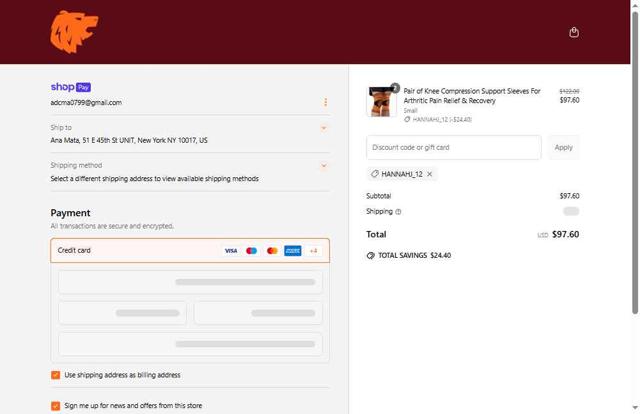 Bearhug checkout page showing Bearhug discount code box | Screenshot taken by SimplyCodes community member on May 8, 2025