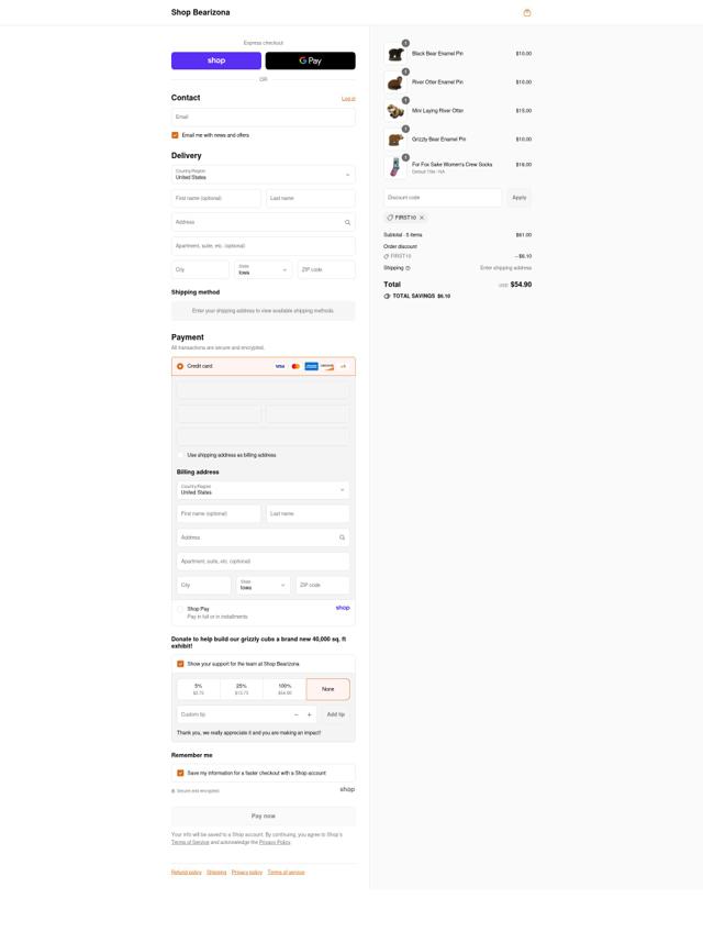 Bearizona checkout page showing Bearizona promo code box | Screenshot taken by SimplyCodes community member on Sep 4, 2025