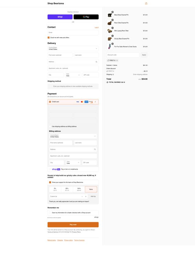 Bearizona checkout page showing Bearizona promo code box | Screenshot taken by SimplyCodes community member on Aug 13, 2025