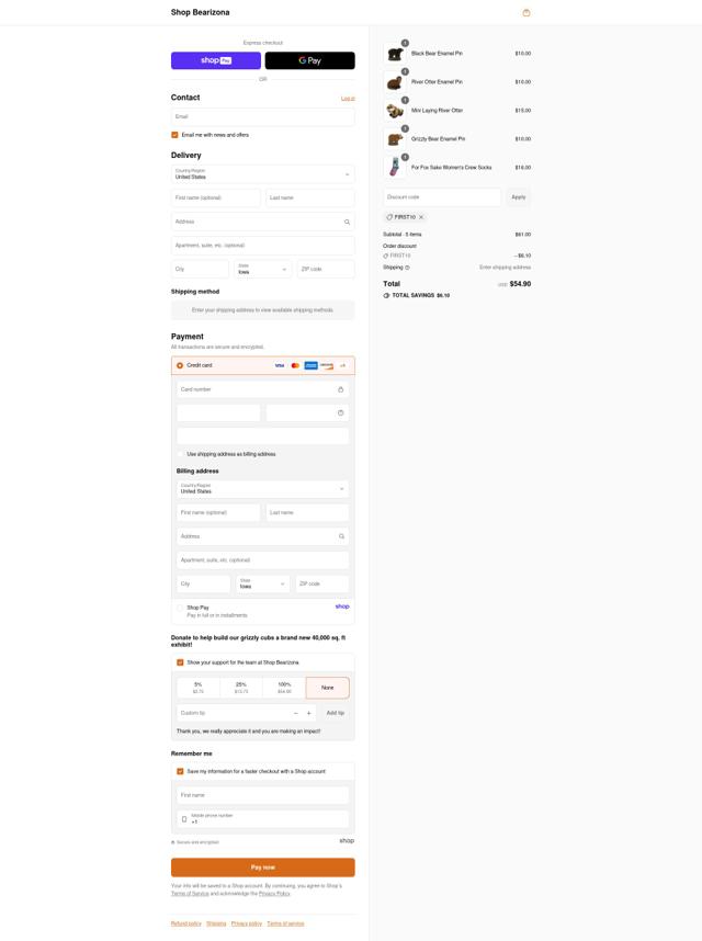 Bearizona checkout page showing Bearizona promo code box | Screenshot taken by SimplyCodes community member on Aug 17, 2025