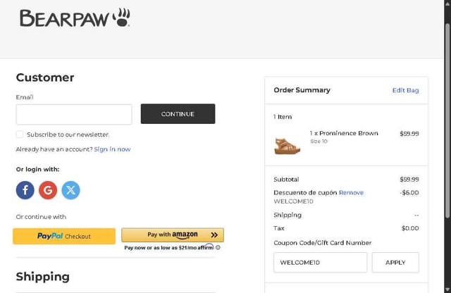 BEARPAW checkout page showing BEARPAW coupon code box | Screenshot taken by SimplyCodes community member on Aug 5, 2025