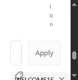 WELCOME15 coupon verification screenshot