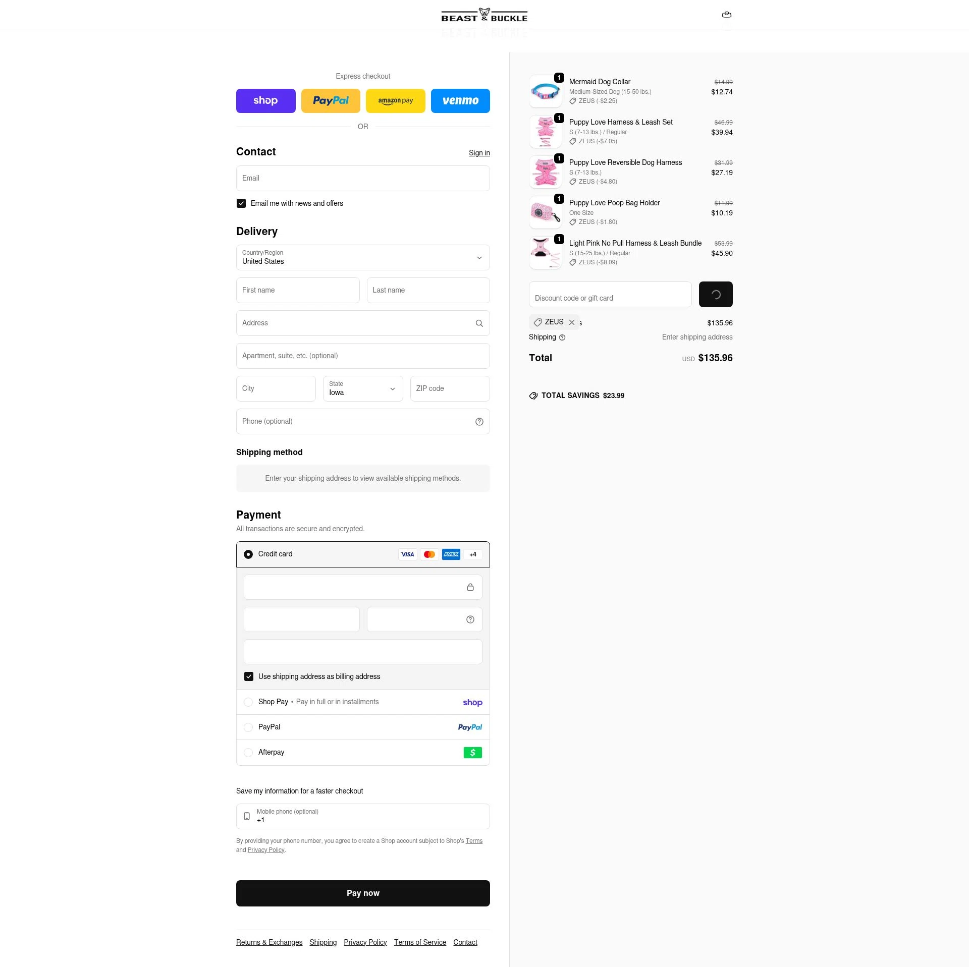 Beast & Buckle checkout page showing Beast & Buckle promo code box | Screenshot taken by SimplyCodes community member on Feb 2, 2026