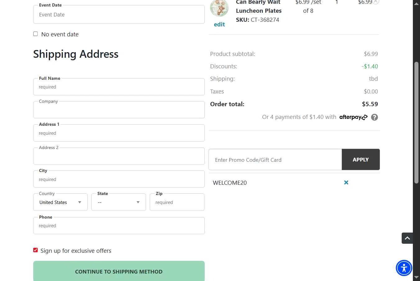 Beau-coup checkout page showing Beau-coup promo code box | Screenshot taken by SimplyCodes community member on Feb 11, 2026