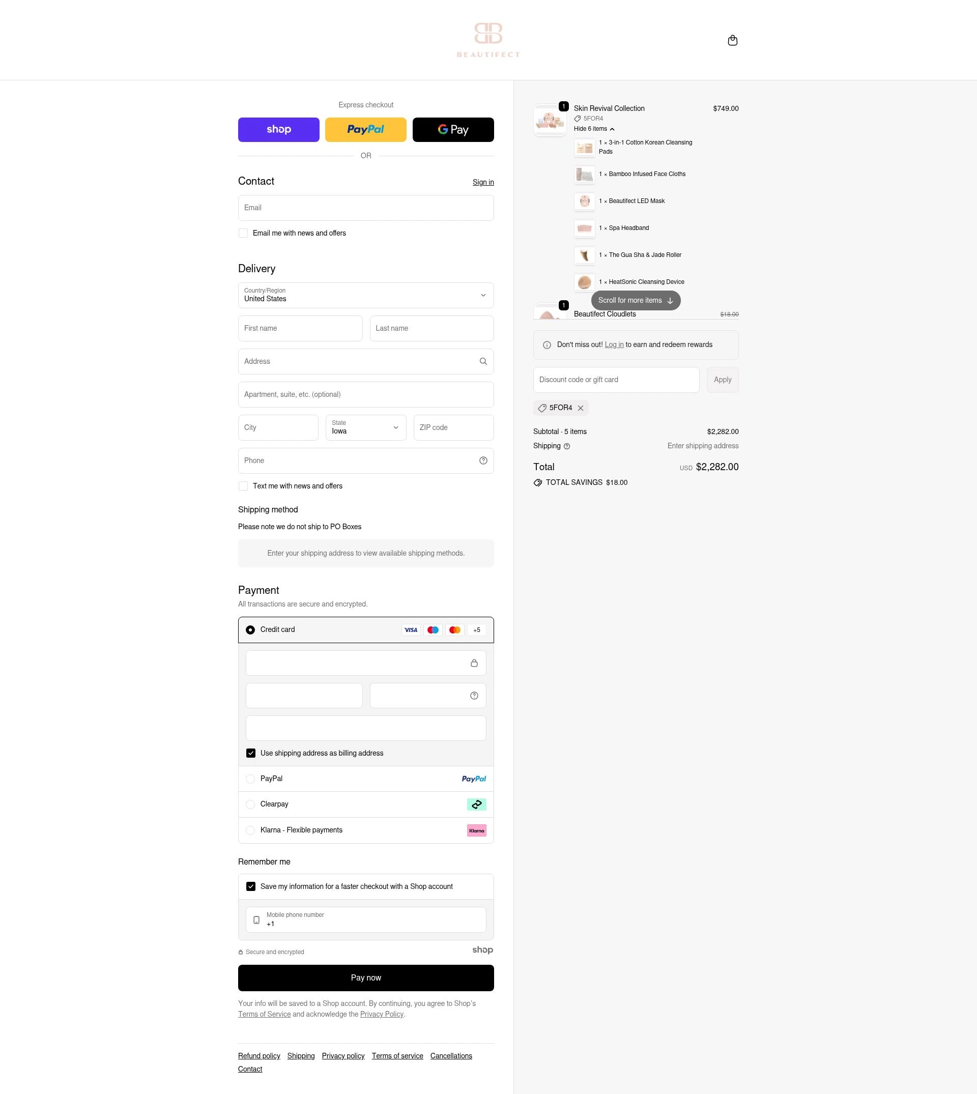Beautifect checkout page showing Beautifect discount code box | Screenshot taken by SimplyCodes community member on Dec 11, 2025