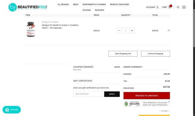 BeautifiedYou.com checkout page showing BeautifiedYou.com promo code box | Screenshot taken by SimplyCodes community member on Sep 2, 2025
