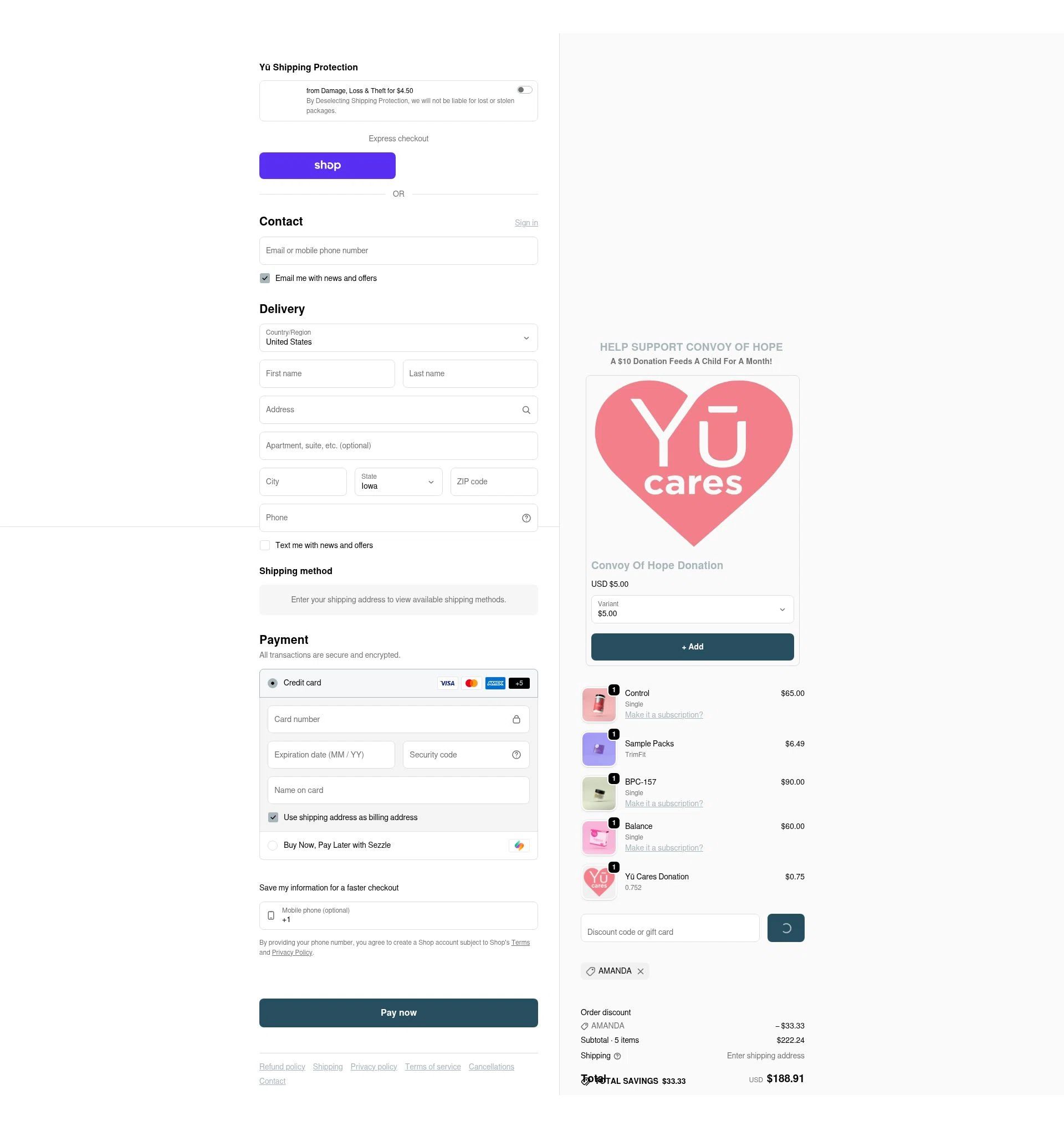 Beautiful Yu checkout page showing Beautiful Yu promo code box | Screenshot taken by SimplyCodes community member on Feb 9, 2026