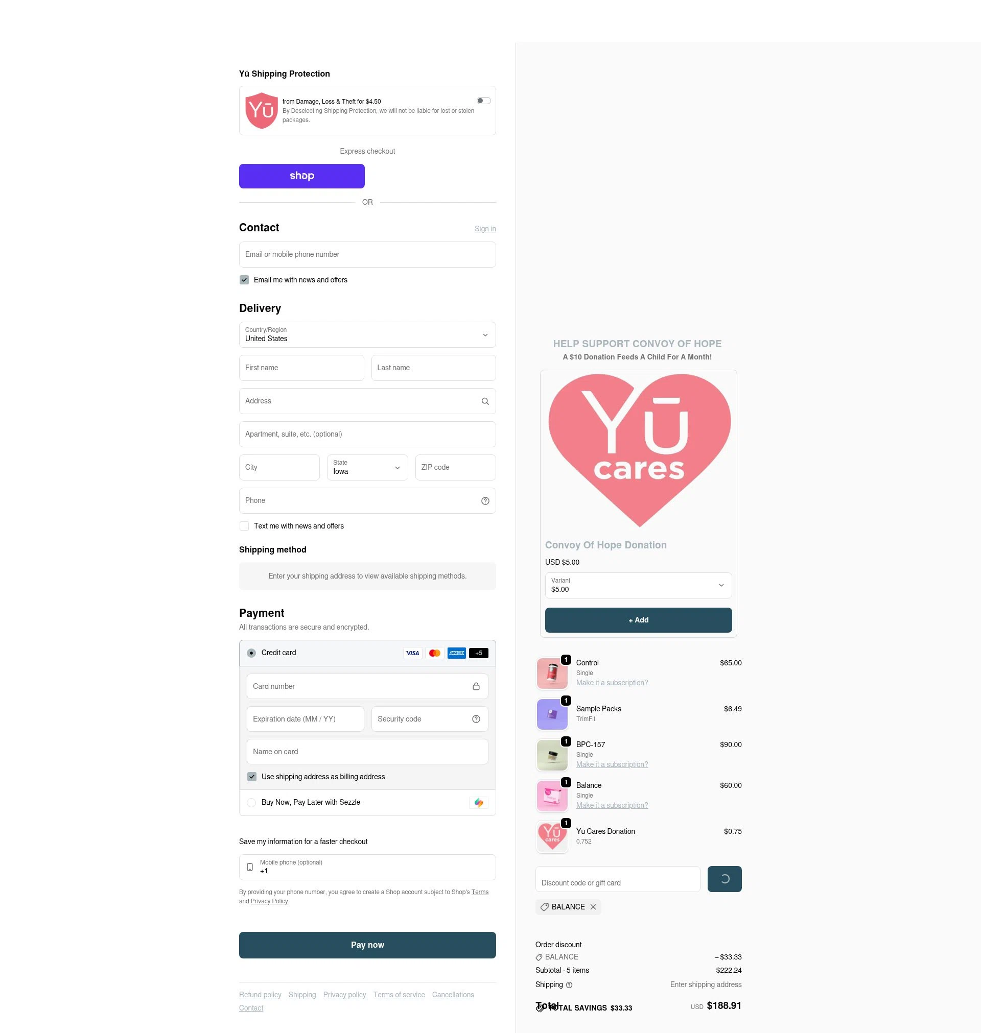 Beautiful Yu checkout page showing Beautiful Yu promo code box | Screenshot taken by SimplyCodes community member on Feb 9, 2026