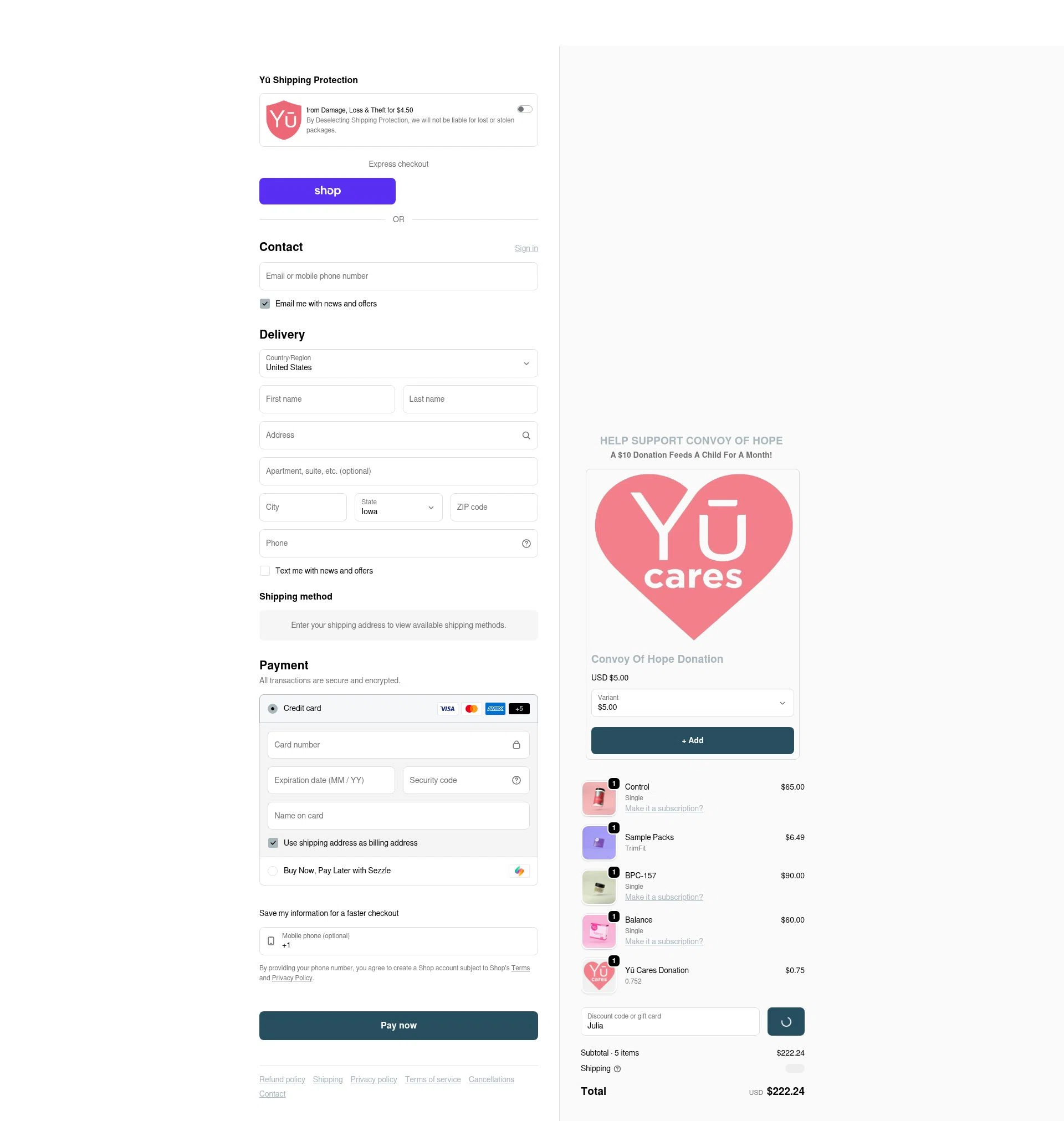 Beautiful Yu checkout page showing Beautiful Yu promo code box | Screenshot taken by SimplyCodes community member on Feb 9, 2026