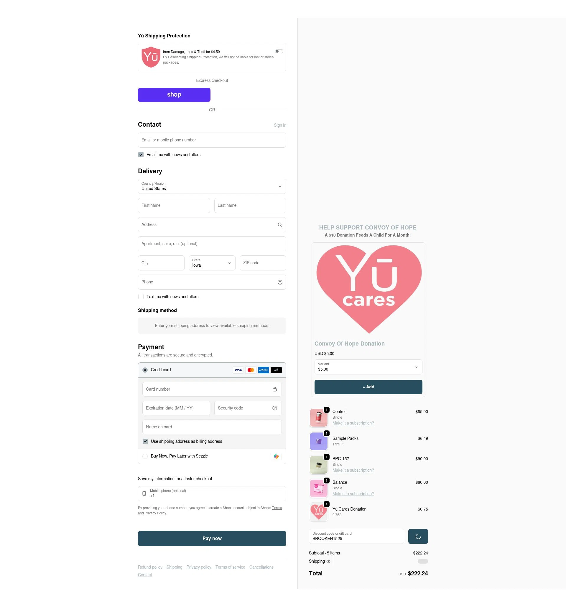 Beautiful Yu checkout page showing Beautiful Yu promo code box | Screenshot taken by SimplyCodes community member on Feb 9, 2026